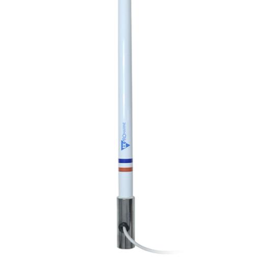 [TXPROMARINE_TX-5101-SYS] TXPROMARINE Antena marina VHF en fibra de vidrio con base de acero inoxidable en rango de 156 a 163 MHz. Incluye 4.5 metros de cable y conector PL-259 macho.
