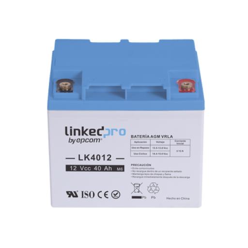 [LINKEDPROBYEPCOM_LK4012] LINKEDPRO BY EPCOM Batería 12 Vcc / 40 Ah / UL / Tecnología AGM-VRLA / Para uso en equipo electrónico, Alarmas de Intrusión / Incendio/ Control de acceso / Video Vigilancia / T2