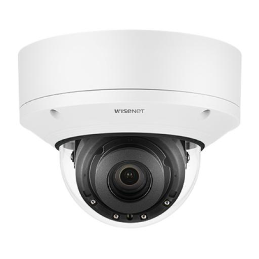 [HANWHA_PNV-A9081R] Hanwha Cámara Domo 4K con IA, Antivandalica / Lente Motorizado de 4.5 a 10mm / P-Iris, WDR 120dB / Ranura SD / Protección IP52 e IK10