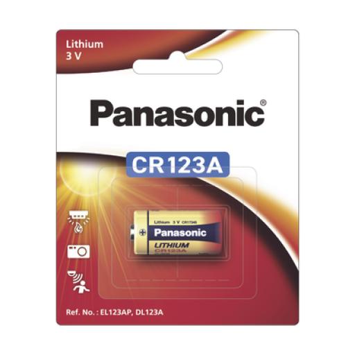 [PANASONIC_CR123APA/1B] Panasonic Batería de litio PANASONIC / 3 Vcc /1,550 mAh / Aplicación en transmisores de alarma inalámbricos/ Con empaque