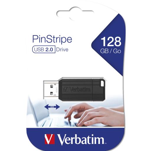 [VERBATIM_49071] Verbatim Memoria USB Verbatim PinStripe de 128 GB Color Negro