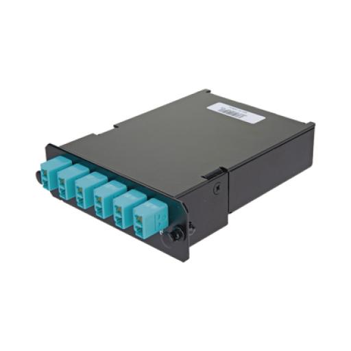 [PANDUIT_FCSZO-12-10P] Panduit Placa Acopladora de Fibra Óptica FAP, Con 12 Pigtails y 6 Conectores LC Duplex (12 Fibras), Para Fibra Multimodo OM3/OM4, Color Aqua