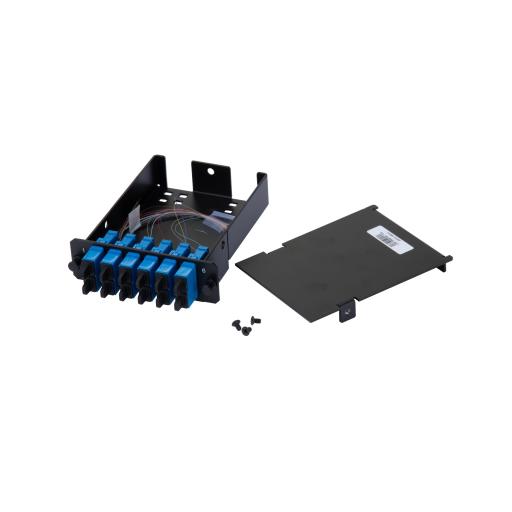 [PANDUIT_FCS9N-12-03P] Panduit Placa Acopladora de Fibra Óptica FAP, Con 12 Pigtails y 6 Conectores SC Duplex (12 Fibras), Para Fibra Monomodo OS1/OS2, Color Azul