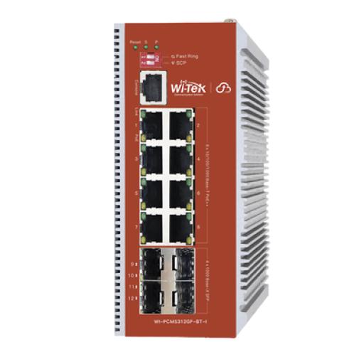 [WI-TEK_WI-PCMS312GF-BT-I] WI-TEK Switch L2+ PoE Industrial / Administración Cloud-Web-CLI / 8 Puertos PoE af/at/bt 100/1000 Mbps / 2 Puertos SFP Gigabit / Presupuesto PoE 460 W / Protocolo ERSP (redundancia enlaces)