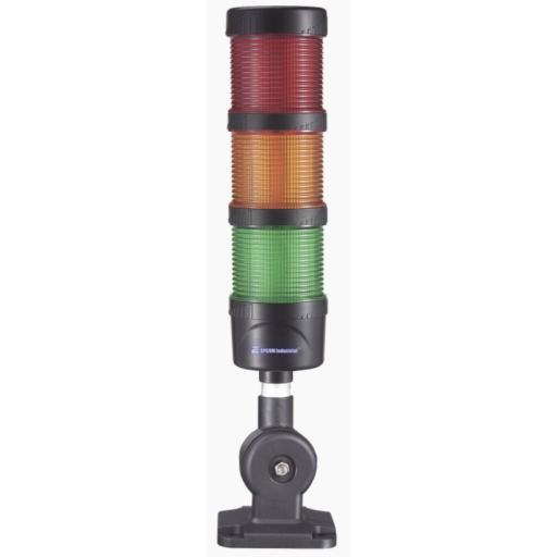 [EPCOMINDUSTRIALSIGNALING_EI-3-RAG-24] EPCOM INDUSTRIAL SIGNALING Torre LED Indicadora de estado de 3 niveles color Rojo, Ámbar y Verde, con Buzzer integrado a 85 dB,  a 24 VCD con Montaje incluido de 60 mm de diámetro
