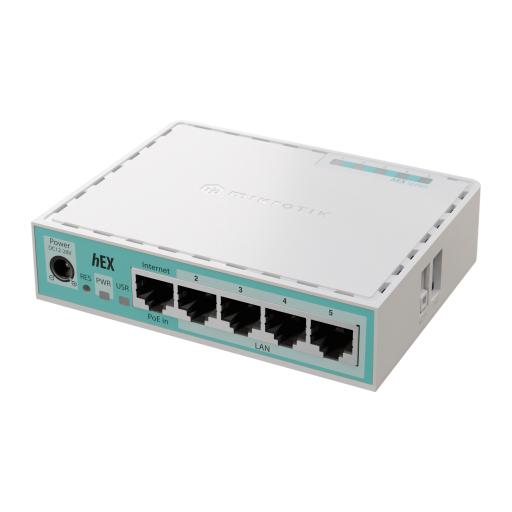 [MIKROTIK_E50UG] Mikrotik (Hex Version 2024) Router con 5 Puertos Gigabit Ethernet, 1 Puerto USB / CPU ARM Doble Nucleo/ RAM 512 MB/ Balanceo de Cargas