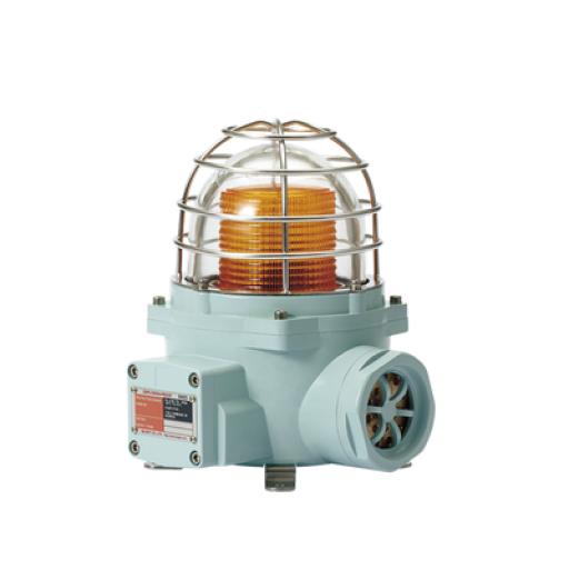 [QLIGHT_SNESL-24-A-ATEX] QLIGHT Luz LED color Ámbar de advertencia con patrón de destello flasheante/fijo para zonas peligrosas con buzzer incluido a 105 dB. de 24 VCD
