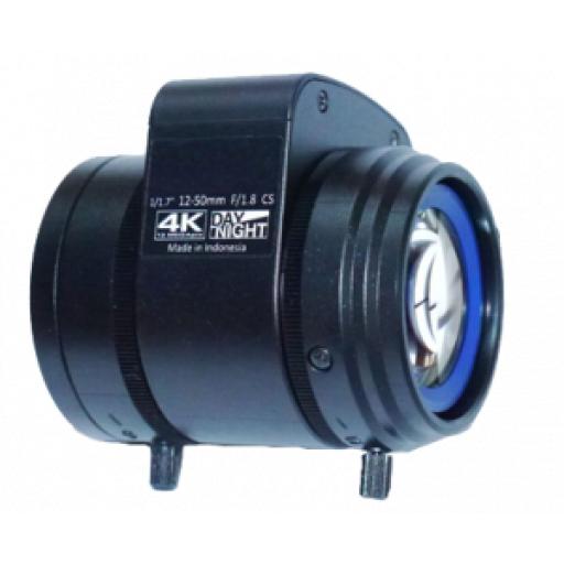 [HANWHA_SLA-T-M1250DN] Hanwha Lente Varifocal  12MP de 12 a 50mm / CS-MOUNT 1/1.8" / Dia/Noche / DC-IRIS