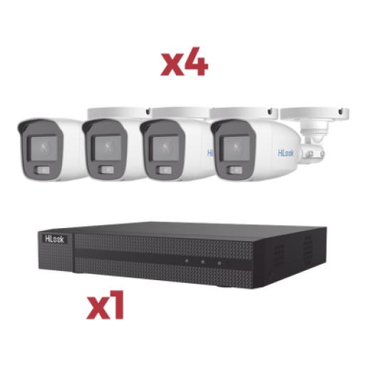 [HIKVISIONDIGITALTECHNOLOGY_HL-24B-KIT] Hikvision Digital Technology [Kit] DVR 4 Canales TurboHD + 1 Canal IP / 2 Megapixel (1080pLite) / AcuSense Lite / Audio por coaxitron / 1 Bahia de disco duro / 4 Cámaras 2 Megapixel tipo Bala / ColorVu Lite + Microfono Integrado
