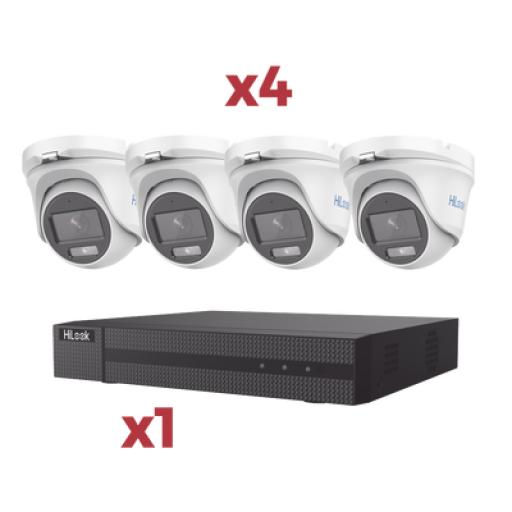 [HIKVISIONDIGITALTECHNOLOGY_HL24TKIT] Hikvision Digital Technology [Kit] DVR 4 Canales TurboHD + 1 Canal IP / 2 Megapixel (1080pLite) / AcuSense Lite / Audio por coaxitron / 1 Bahia de disco duro / 4 Cámaras Metalicas / 2 Megapixel tipo turret / ColorVu Lite + Microfono Integrado