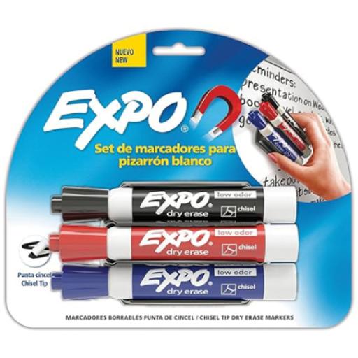 [SANFORD_1933178] Sanford Marcador para Pizarrón Expo Colores Surtidos con 3 Piezas + Borrador Magnetico