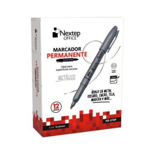 [NEXTEP_NE-070P] Nextep Marcador permanente Nextep Punta Fina 2mm Plata C/12