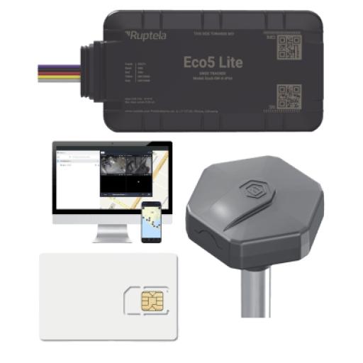 [RUPTELA_ECO5LITEKITFUEL] Ruptela Rastreador Vehicular y Monitoreo de Flota / BLE 5.0 y GNSS / LTE CAT1 y LTE-M con Respaldo 2G / GNSS U-blox / MiKado IP54 / -20 °C a +40 °C / Acelerómetro de 3 Ejes / Suministro 9-32 V / Batería Interna