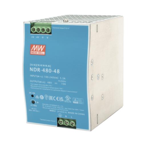 [MEANWELL_NDR-480-48] MEANWELL Fuente de Poder Industrial de 480W, salida 48 Vcc, para montaje en riel Din