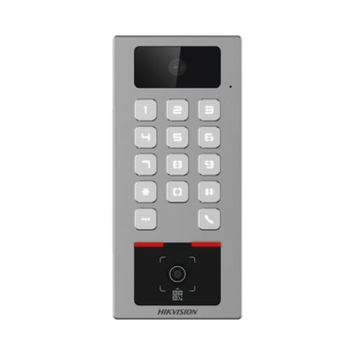 [HIKVISIONDIGITALTECHNOLOGY_DS-K1T502DBWX-CQR] Hikvision Digital Technology Teclado con Lector Físico de QRs para Exterior Antivandálico IP65 & IK09 con función de Videoportero Multiapartamento /  Huella, Tarjeta, Código QR, PIN o App HikConnect  / Cámara 2 MP compatible con NVRs / Soporta b