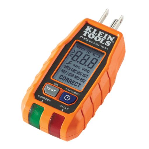[KLEINTOOLS_RT-250] Klein Tools Probador de Tomacorrientes con Interruptor de Falla a Tierra (GFCI) con pantalla LCD.