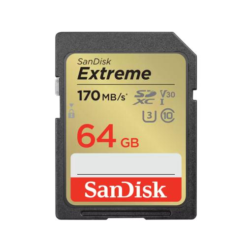 [SANDISK_SDSDXV2-064G-GNCIN] Sandisk Memoria SD SanDisk Extreme 64GB SDXC UHS-I Clase 10 Lect 170/70 MBs V30 4K SDSDXV2-064G-GNCIN
