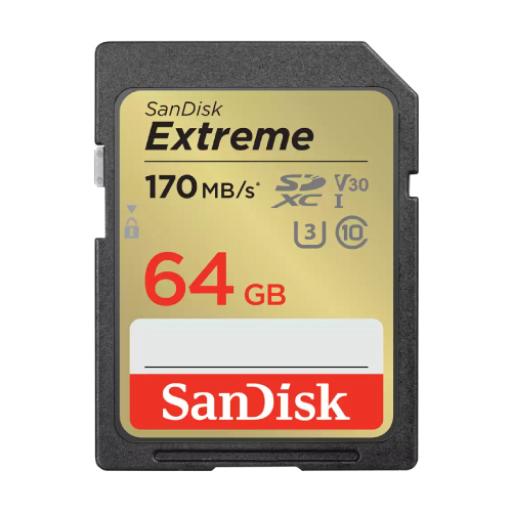 [SANDISK_SDSDXV2-064G-GNCIN] Sandisk Memoria SD SanDisk Extreme 64GB SDXC UHS-I Clase 10 Lect 170/70 MBs V30 4K SDSDXV2-064G-GNCIN