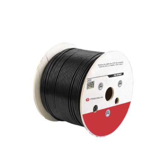 [PRECISION_PSC-CAT5EXT-GEL] Precision Bobina de cable de UTP de 4 pares Cat5e de 305 m (1000 ft), 100% Cobre, LDPE Resistente a rayos UV Relleno de Gel, Color Negro, 24 AWG, Uso en Exterior,  Para Aplicaciones de Voz, Datos y Video