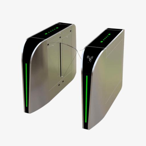[ZKTECO_FBL300] ZKTeco Puerta de cortesía tipo FLAP bidireccional / 30 personas por minuto / Acabado de Lujo / Apertura en 1 segundo / Acero inoxidable / Indicadores LED / Alarma por acceso denegado