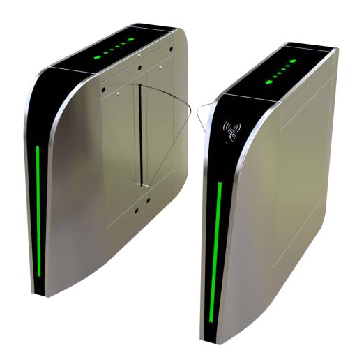 [ZKTECO_FBL300] ZKTeco Puerta de cortesía tipo FLAP bidireccional / 30 personas por minuto / Acabado de Lujo / Apertura en 1 segundo / Acero inoxidable / Indicadores LED / Alarma por acceso denegado