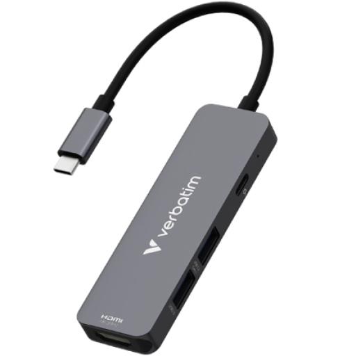 [VERBATIM_32155] Verbatim Hub Verbatim Multipuertos USB-C - 4 puertos 100W