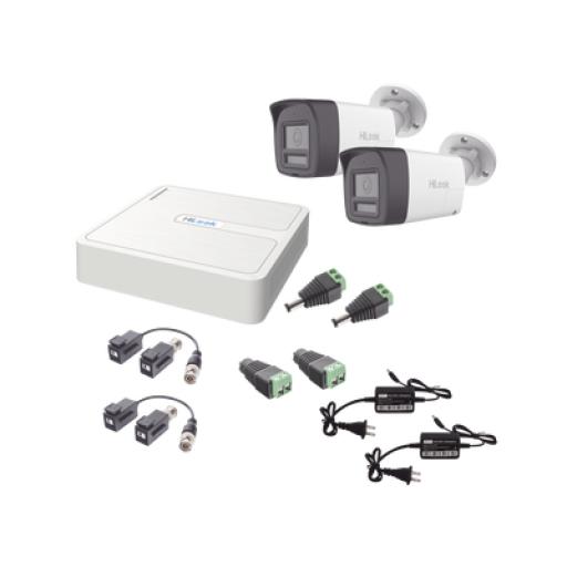 [HIKVISIONDIGITALTECHNOLOGY_HL-1080P-2B-TWA] Hikvision Digital Technology Kit HiLook Audio Bidireccional TurboHD 1080p / DVR 4 Canales / 2 Cámaras Bala (Exterior) con Bocina y Microfóno Integrado / 2 Fuentes de Poder / Accesorios