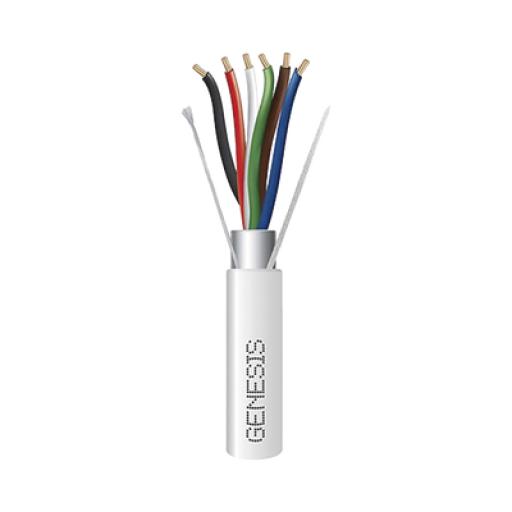 [GENESIS_3216-1012] GENESIS Bobina de 305 Metros / Cable de Cobre / 6 x 18 AWG  / Plenum / Color Blanco / Blindado / Para Aplicaciones de Alarmas de Intrusión / Control de Acceso / Automatización / Interfonos y Tv Porteros