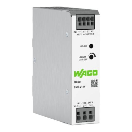 [WAGO_2587-2144] WAGO Fuente de Alimentación con Sincronización Primaria / Monofásico / Tensión de Salida 24V DC / Corriente de Salida 5A / Fuente super compacta
