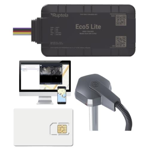 [RUPTELA_ECO5LITEKITFUEL2] Ruptela Rastreador Vehicular y Monitoreo de Flota / BLE 5.0 y GNSS / LTE CAT1 y LTE-M con Respaldo 2G / GNSS U-blox / MiKado IP54 / -20 °C a +40 °C / Acelerómetro de 3 Ejes / Suministro 9-32 V / Batería Interna