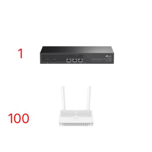 [TPLINK_TP-GPON-KIT5] TPLINK Kit para ISP`s / OLT DS-P7001-01 con Paquete de 100 ONU´s Modelo XC220G3