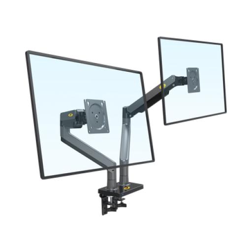 [NB-EPCOM_G35NB] NB-EPCOM Montaje de Escritorio articulado para 2 monitores de 22"-32" /  Soporta hasta 15 kg x  brazo / Vesa 75 x 75 / 100 x 100 / Acero / Giro: 360°