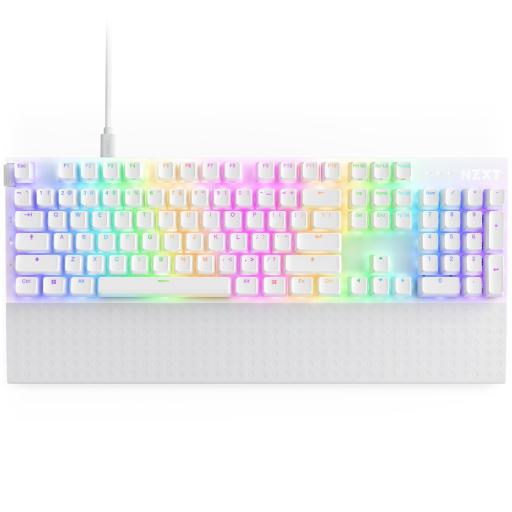[NZXT_KB-001NW-US] TECLADO NZXT (KB-001NW-US) FUNCTION 2 , INGLES, RGB, SWITCH GATERON RED, REPOSA MUÑECAS, BLANCO