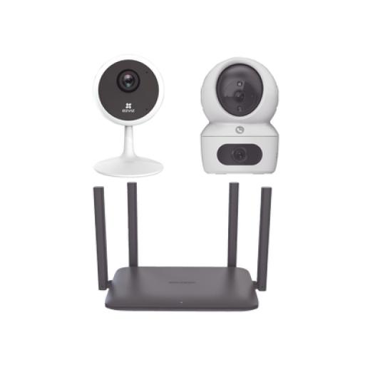 [EZVIZ_CS-C1CH7C/KR] EZVIZ Kit de cámaras WiFi Para Uso en Interior / Incluye 1 pieza CS-H7C / 1 pieza CS-C1C / 1 Pieza de Router DS-3WR15X / Detección de Movimiento / Audio Bidireccional / 4 Puertos 1000 Mbps / Visión nocturna a color