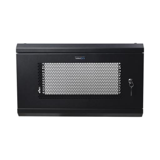 [LINKEDPRO_SR1906LH3P] Linkedpro Gabinete de Pared de 6U con Puerta Perforada, 455 mm de Profundidad Total, Rack de 19'', Acero Reforzado Color Negro