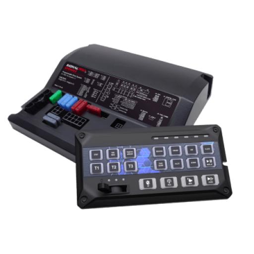 [SIGNALPRO_SP204RV2] SIGNALPRO Sirena Vehicular de 200W de Potencia, Programable, Con Controlador de Panel Deslizante de 19 botones, indicador de flecha de tráfico de 6 LED, 12 Salidas Auxiliares
