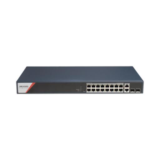 [HIKVISIONDIGITALTECHNOLOGY_DS-3E1520HP-SI-16P2T2F] Hikvision Digital Technology Switch Gigabit PoE+ / Administrable / 16 Puertos 1000 Mbps PoE+ (4 Puertos PoE++ 90 W) / 2 Puertos 1000 Mbps de Uplink / 2 Puertos SFP / Configuración Nube Hik-PartnerPro / Modo Extendido hasta 300 Metros / 230 W