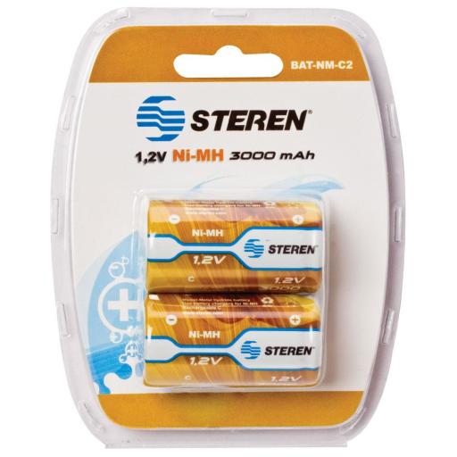 [STEREN_BAT-NM-C2] Steren Paquete de Baterías Steren NIMH Recargables USB-C 1.2Vcc 3000mAh