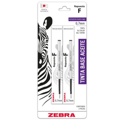 [ZEBRA_0121] Zebra Repuesto Zebra F para Boligrafo F-301A Color Azul B/2 Pzas
