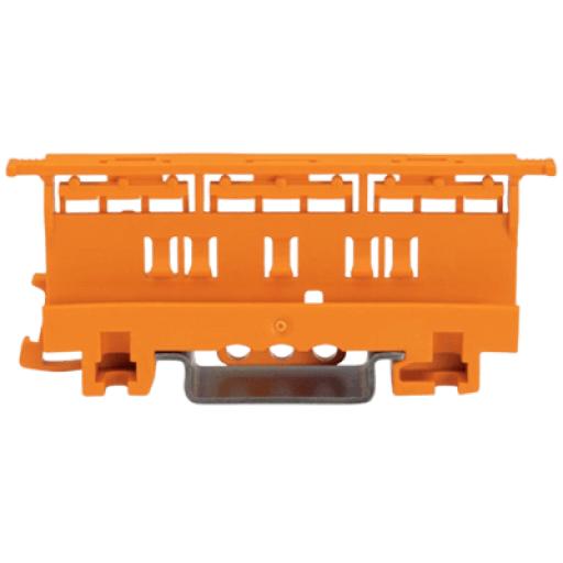 [WAGO_221-510] WAGO Adaptador de Fijación Serie 221 / 6 mm² / Para Montaje Sobre Carril DIN-35 y Montaje Atornillado / Color Naranja / Aislamiento Poliamida / Clase de Inflamabilidad UL 94 V0