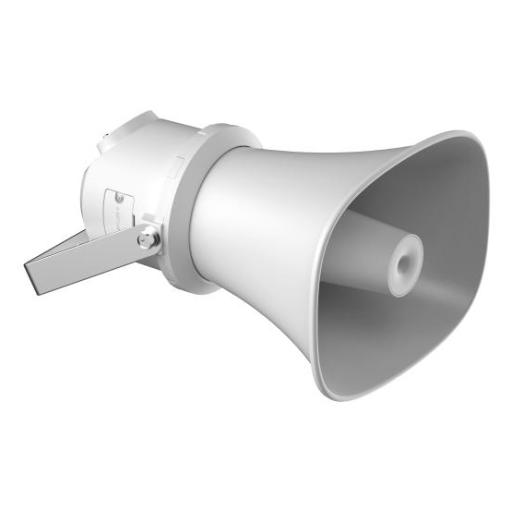 [HIKVISIONDIGITALTECHNOLOGY_DS-QAZ1325G1T(C)] Hikvision Digital Technology Altavoz IP Tipo Trompeta / 25 Watts / 24VCD / Integración con Hik-Central Professional / Reproducción de Audio vía Red / IP67 / Metal