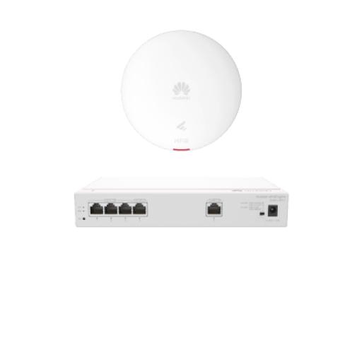 [HUAWEI_DEMO-S380-AP361] Huawei Kit DEMO de Router Multi-Servicio / 1 puerto 10/100/1000 Mbps(WAN) / 4 puertos 10/100/1000 Mbps(LAN) PoE / 50W + Punto de Acceso Wi-Fi 6 / 1.775 Gbps / MU-MIMO 2x2 (2.4GH y 5GHz) / Smart Antenna más cobertura / Instalación en techo y pared