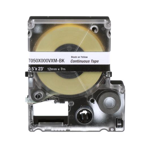 [PANDUIT_T150X000VXM-BK] Panduit Casete de Etiquetas de Vinilo de Cinta Continua, Color Negro Sobre Amarillo, Uso Interior/Exterior, 36 mm de Ancho x 7 Metros de Largo