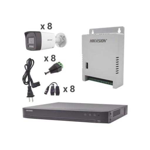 [HIKVISIONDIGITALTECHNOLOGY_KH4K8BTWA] Hikvision Digital Technology Kit Audio Bidireccional TurboHD 4K-3K / DVR 8 Canales 4K / 8 Cámaras Bala (Exterior) con Bocina y Microfóno Integrado 3K / 1 Fuentes de Poder / Accesorios