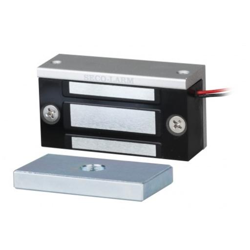 [SECO-LARM_E-941SA-80Q] SECO-LARM Chapa Magnética  de 36 kg (80 Lbs) / Uso en Lockers o Gabinetes / 12~24 VDC / Tamaño Miniatura 70x31x19 mm / Protección MOV / Sin Magnetismo Residual / Montaje Completo