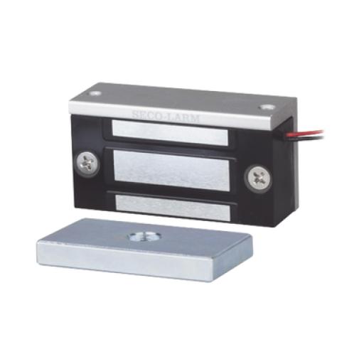 [SECO-LARM_E-941SA-80Q] SECO-LARM Chapa Magnética  de 36 kg (80 Lbs) / Uso en Lockers o Gabinetes / 12~24 VDC / Tamaño Miniatura 70x31x19 mm / Protección MOV / Sin Magnetismo Residual / Montaje Completo