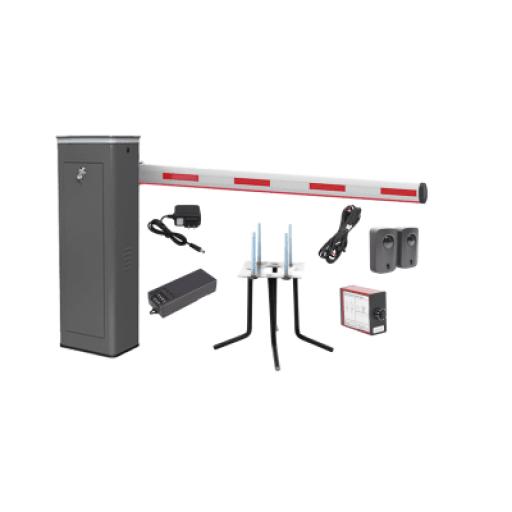 [ACCESSPRO_KIT-XBF-3R-LED] AccessPRO Kit COMPLETO Barrera Derecha XBF Con Corona LED / Brazo Iluminado de 3M / Incluye Sensor de Masa, Transformador, Lazo Magnético, Ancla, Fotoceldas y 2 Controles Inalámbricos