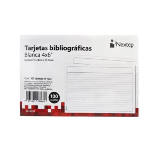 [NEXTEP_NE-039T] Nextep Tarjeta Bibliografica Nextep Blanca 4"x6" C/100