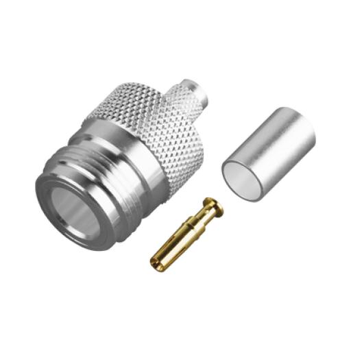 [RFINDUSTRIES_RFN-1029-SP] RF Industries Conector N Hembra de Anillo Plegable para Cable PROFLEX ó Grupo P, Plata/ Oro/ Teflón.