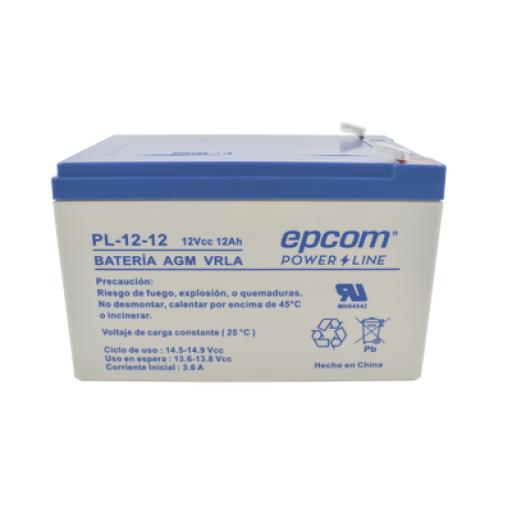 [EPCOM_PL-12-12] Epcom Batería 12 Vcc / 12 Ah / UL / Tecnología AGM-VRLA / Para uso en equipo electrónico Alarmas de intrusión / Incendio/ Control de acceso / Video Vigilancia / Terminales F2 / Cargador recomendado CHR-80. 